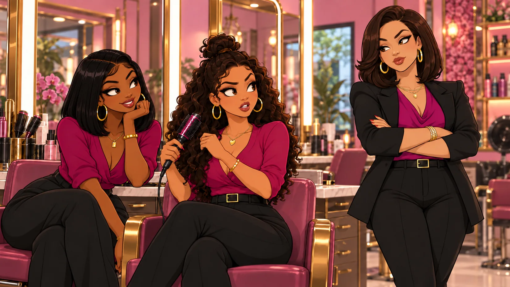 Sasha and friends at the salon